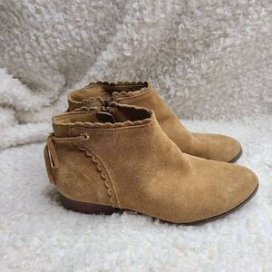 Jack Rogers Charlotte Tan Suede Leather Ankle Boots sz 7.5